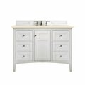 James Martin Vanities Palisades 48in Single Vanity, Bright White w/ 3 CM Eternal Marfil Quartz Top 527-V48-BW-3EMR